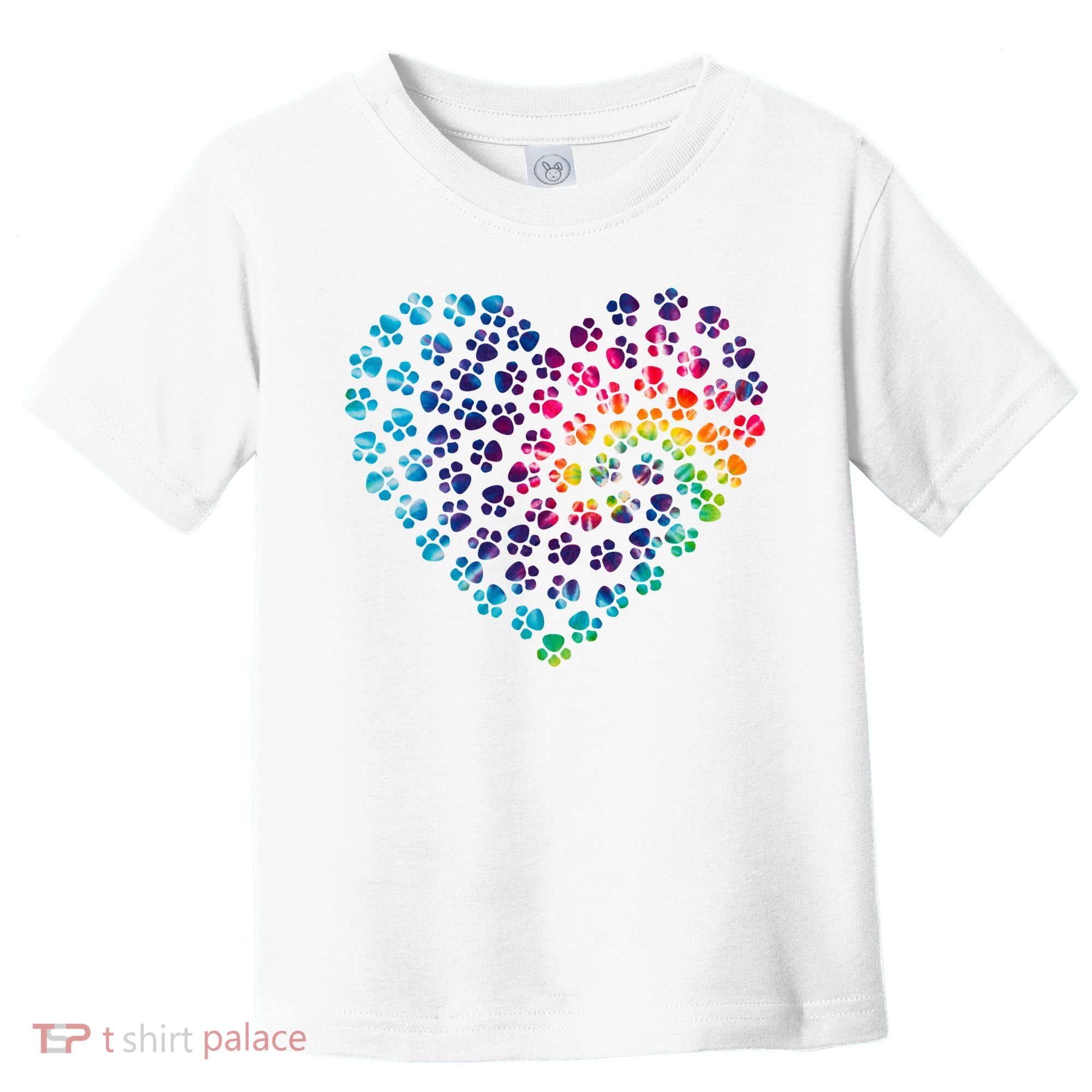 Rainbow Paw Print Heart Dog Lover Toddler T-Shirt
