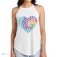 Rainbow Paw Print Heart Dog Lover Women's Perfect Tri Rocker Tank thumb 2