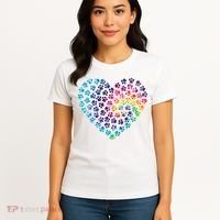 Rainbow Paw Print Heart Dog Lover Women's T-Shirt thumb 4