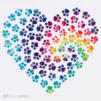 Rainbow Paw Print Heart Dog Lover Women's T-Shirt thumb 6