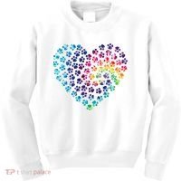 Rainbow Paw Print Heart Dog Lover Kids Sweatshirt thumb 0