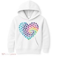 Rainbow Paw Print Heart Dog Lover Kids Hoodie thumb 0