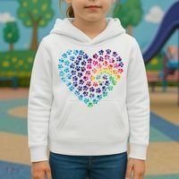 Rainbow Paw Print Heart Dog Lover Kids Hoodie thumb 3