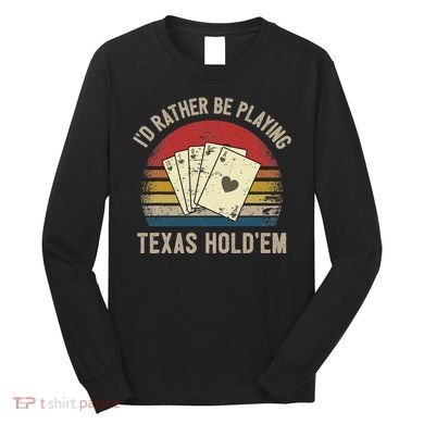 Retro Poker Player Texas HoldEm Poker Game Royal Flush Long Sleeve Shirt