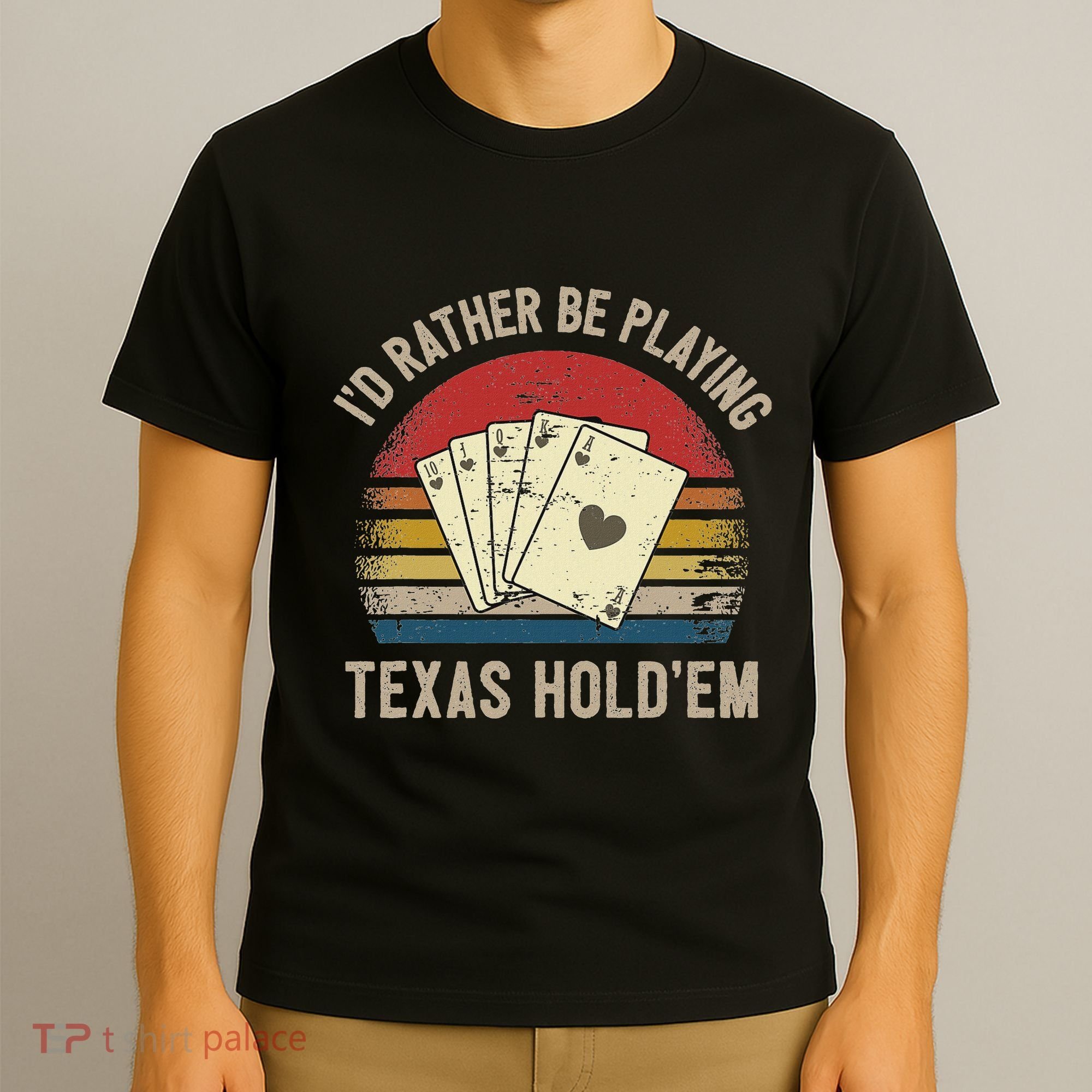 Retro Poker Player Texas HoldEm Poker Game Royal Flush T-Shirt