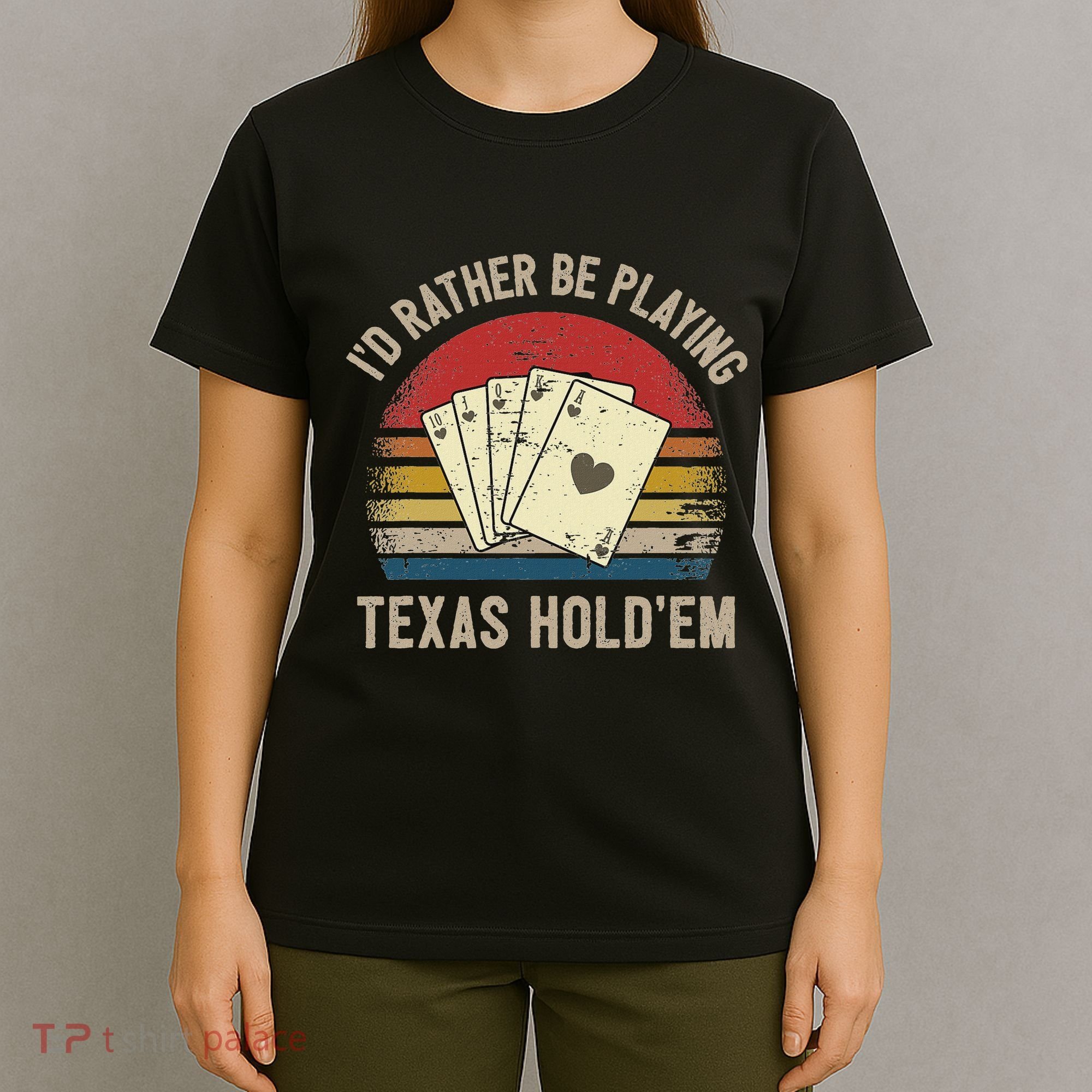 Retro Poker Player Texas HoldEm Poker Game Royal Flush T-Shirt