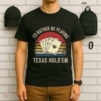 Retro Poker Player Texas HoldEm Poker Game Royal Flush T-Shirt thumb 6