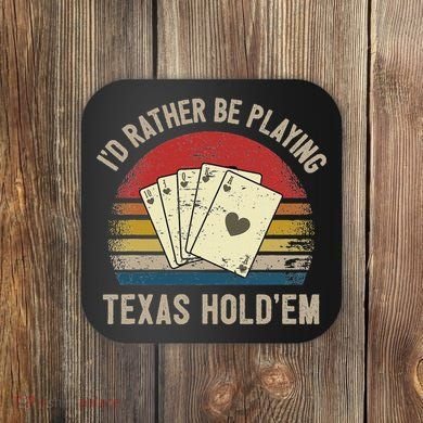 Retro Poker Player Texas HoldEm Poker Game Royal Flush Coaster