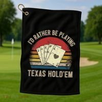 Retro Poker Player Texas HoldEm Poker Game Royal Flush Golf Towel thumb 1