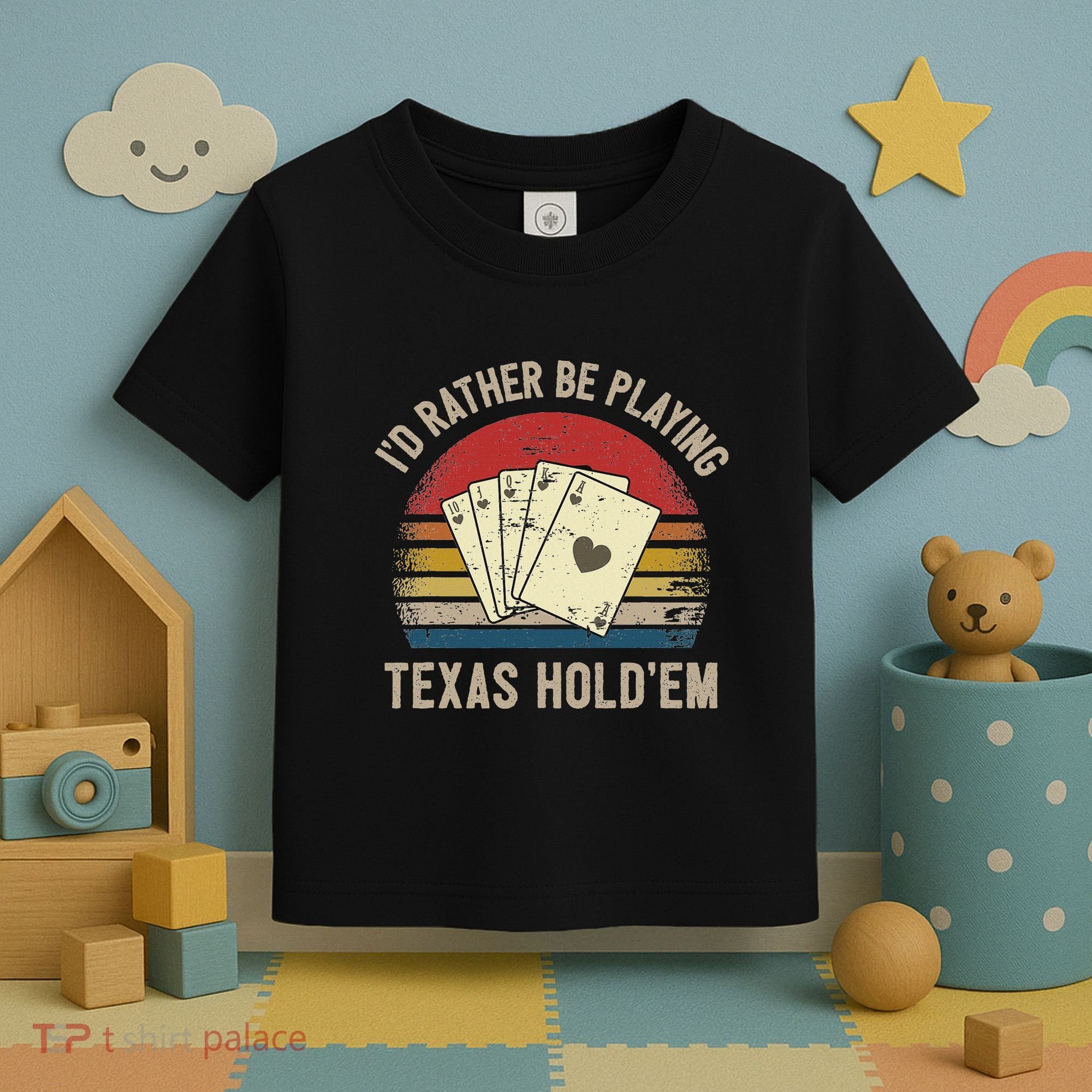 Retro Poker Player Texas HoldEm Poker Game Royal Flush Toddler T-Shirt