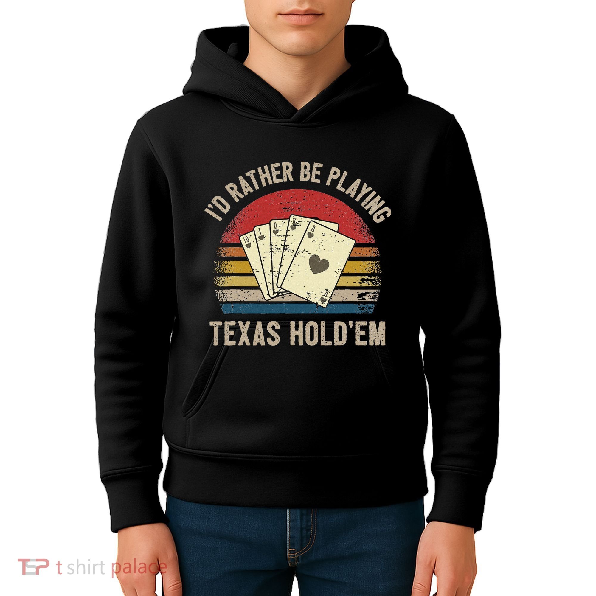 Retro Poker Player Texas HoldEm Poker Game Royal Flush Kids Hoodie