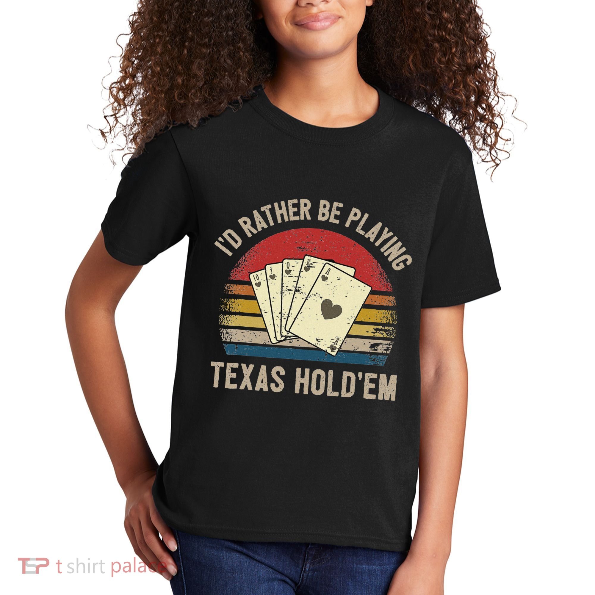 Retro Poker Player Texas HoldEm Poker Game Royal Flush Kids T-Shirt