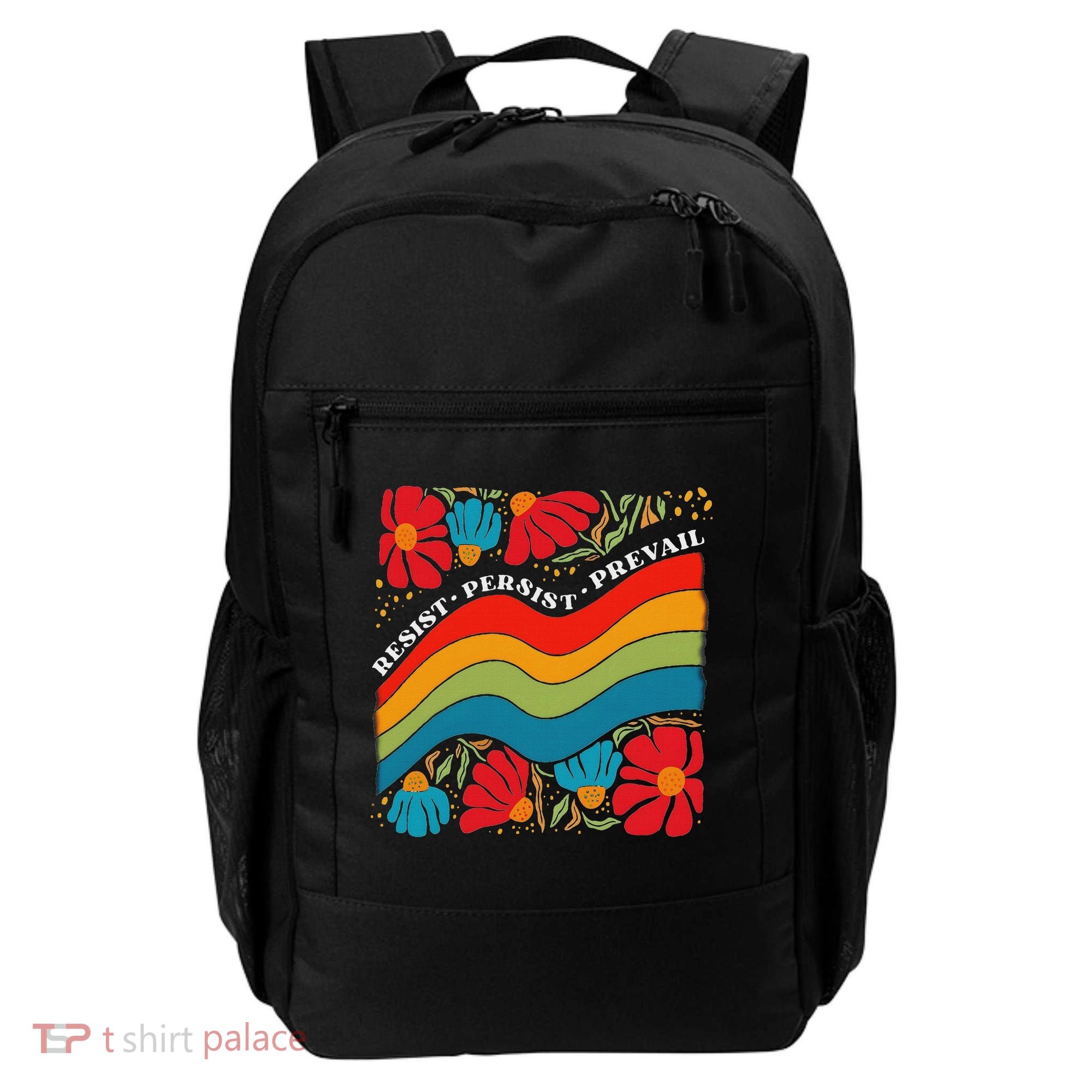 Resist Persist Prevail Funny Liberal Political Boho Floral Backpack