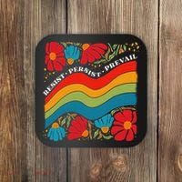 Resist Persist Prevail Funny Liberal Political Boho Floral Coaster thumb 0