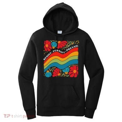 Resist Persist Prevail Funny Liberal Political Boho Floral Women's Hoodie