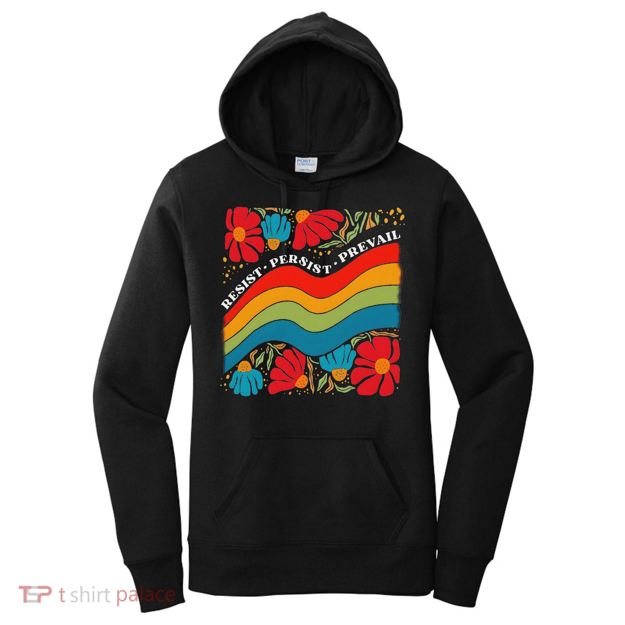 Resist Persist Prevail Funny Liberal Political Boho Floral Women's Hoodie