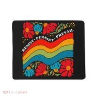 Resist Persist Prevail Funny Liberal Political Boho Floral Mousepad thumb 0