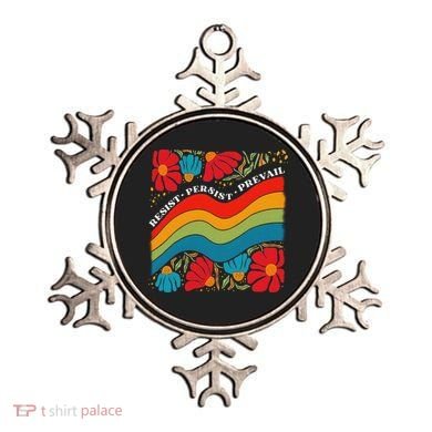Resist Persist Prevail Funny Liberal Political Boho Floral Ornament