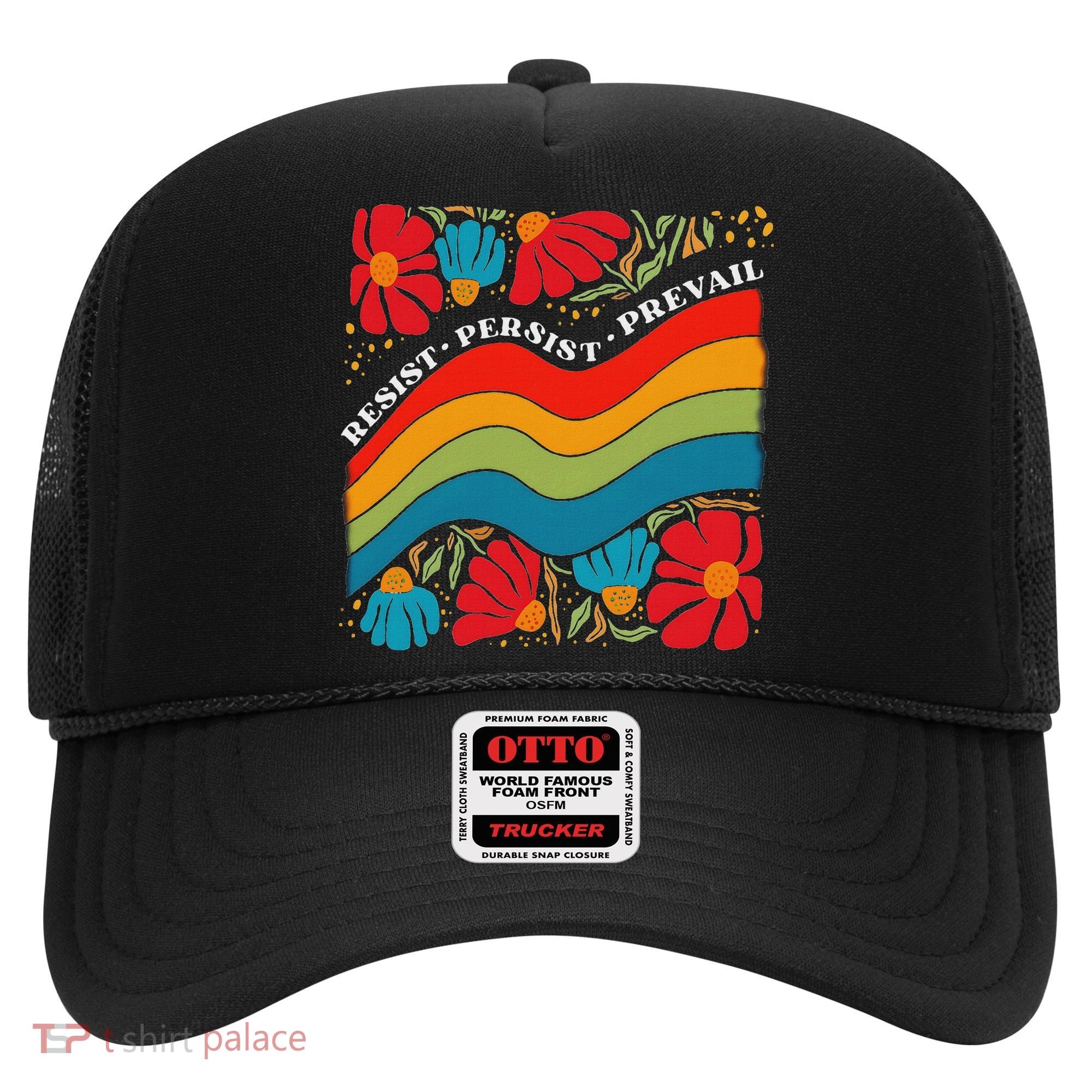 Resist Persist Prevail Funny Liberal Political Boho Floral Hat