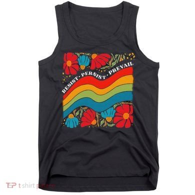 Resist Persist Prevail Funny Liberal Political Boho Floral Tank Top