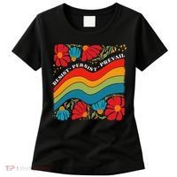 Resist Persist Prevail Funny Liberal Political Boho Floral Women's T-Shirt thumb 0