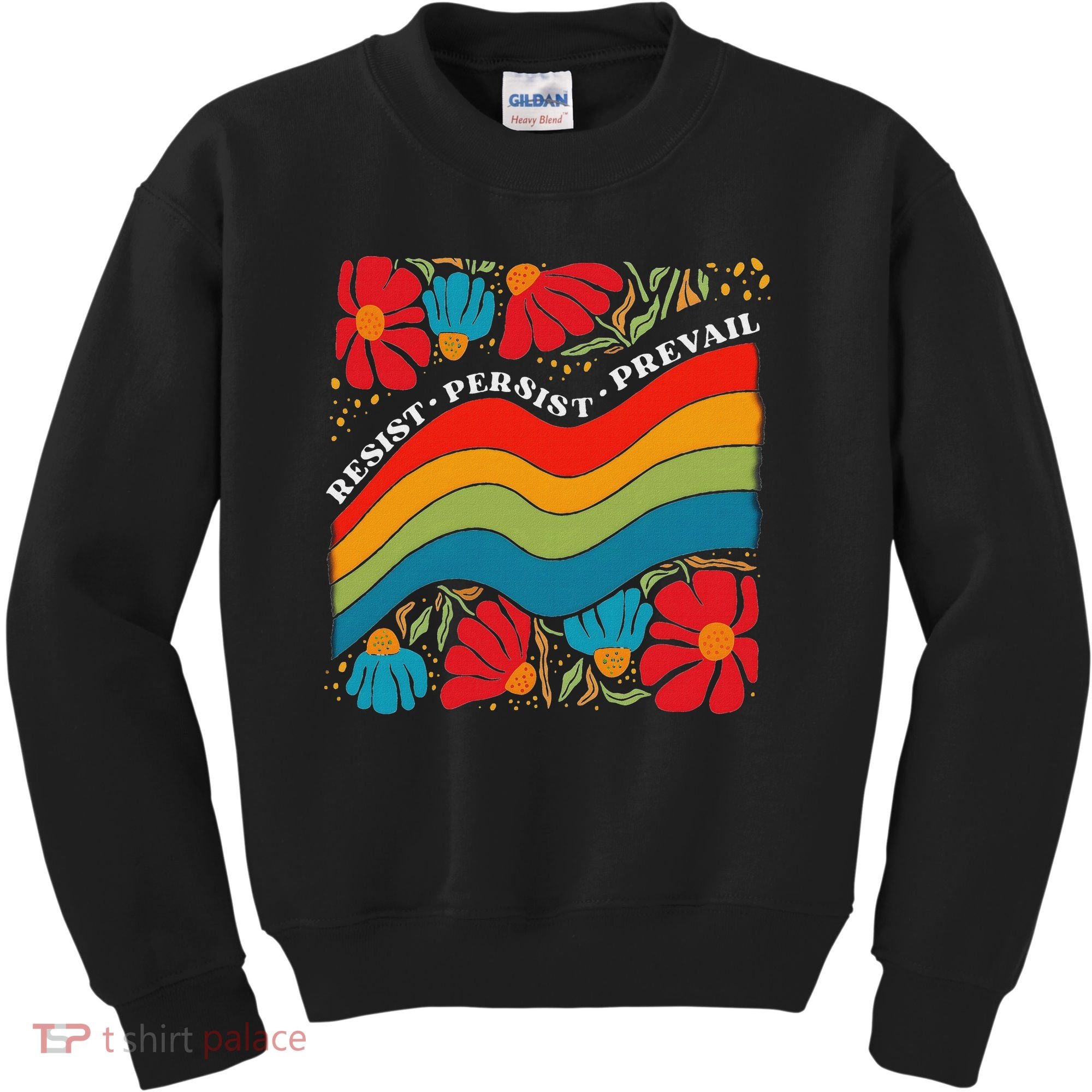 Resist Persist Prevail Funny Liberal Political Boho Floral Kids Sweatshirt