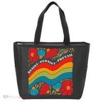 Resist Persist Prevail Funny Liberal Political Boho Floral Tote Bag thumb 0