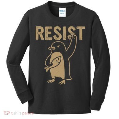 Resist Penguin Kids Long Sleeve Shirt