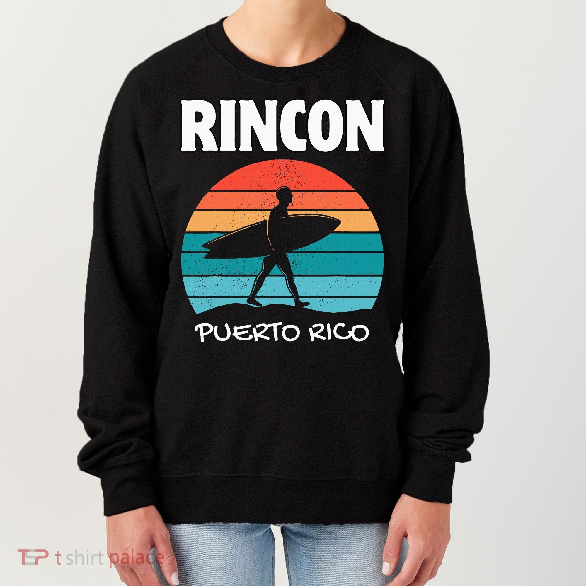 Rincon Puerto Rico Surf Retro Sunset Surfing Travel Women's Sweatshirt