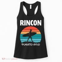Rincon Puerto Rico Surf Retro Sunset Surfing Travel Women's Tank Top thumb 0