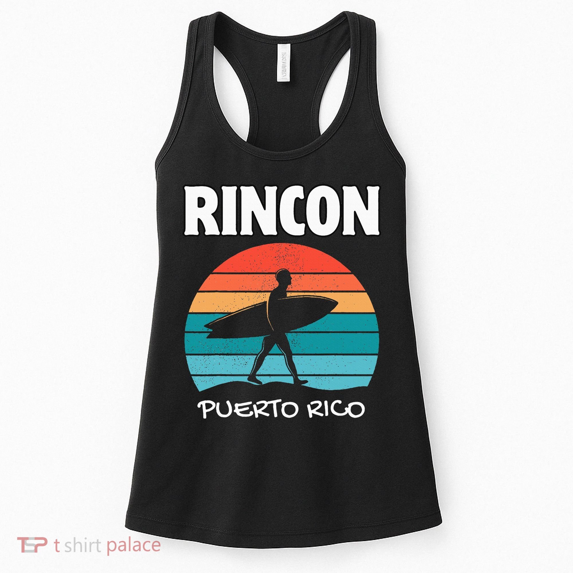 Rincon Puerto Rico Surf Retro Sunset Surfing Travel Women's Tank Top