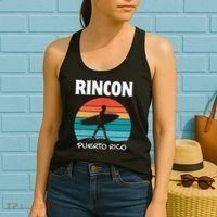 Rincon Puerto Rico Surf Retro Sunset Surfing Travel Women's Tank Top thumb 2