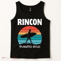 Rincon Puerto Rico Surf Retro Sunset Surfing Travel Tank Top thumb 2
