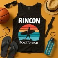 Rincon Puerto Rico Surf Retro Sunset Surfing Travel Tank Top thumb 4