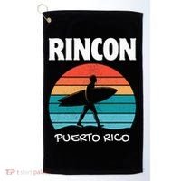 Rincon Puerto Rico Surf Retro Sunset Surfing Travel Golf Towel thumb 0