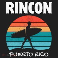 Rincon Puerto Rico Surf Retro Sunset Surfing Travel Golf Towel thumb 3