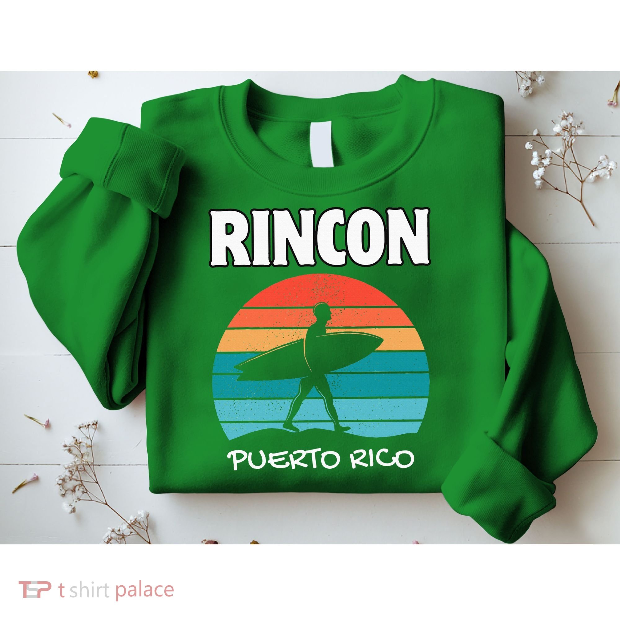Rincon Puerto Rico Surf Retro Sunset Surfing Travel Sweatshirt