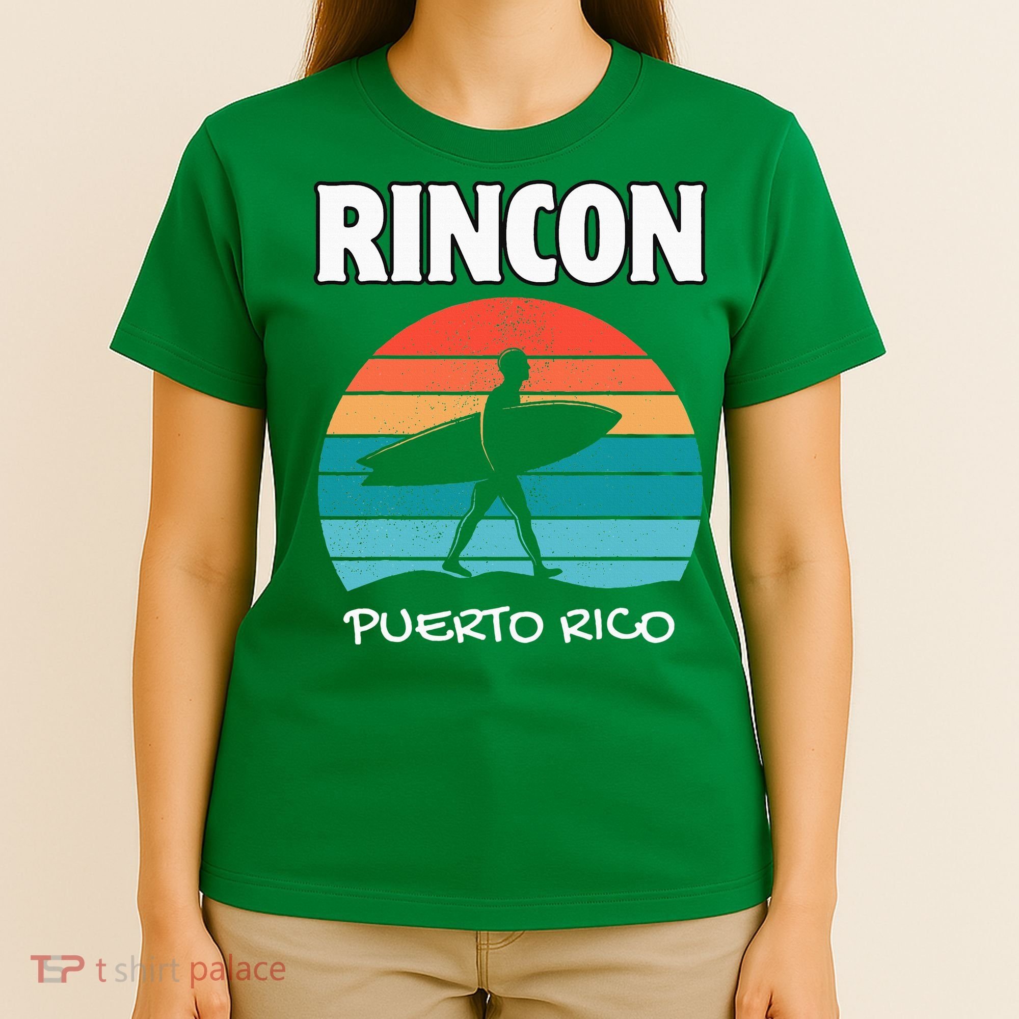 Rincon Puerto Rico Surf Retro Sunset Surfing Travel T-Shirt