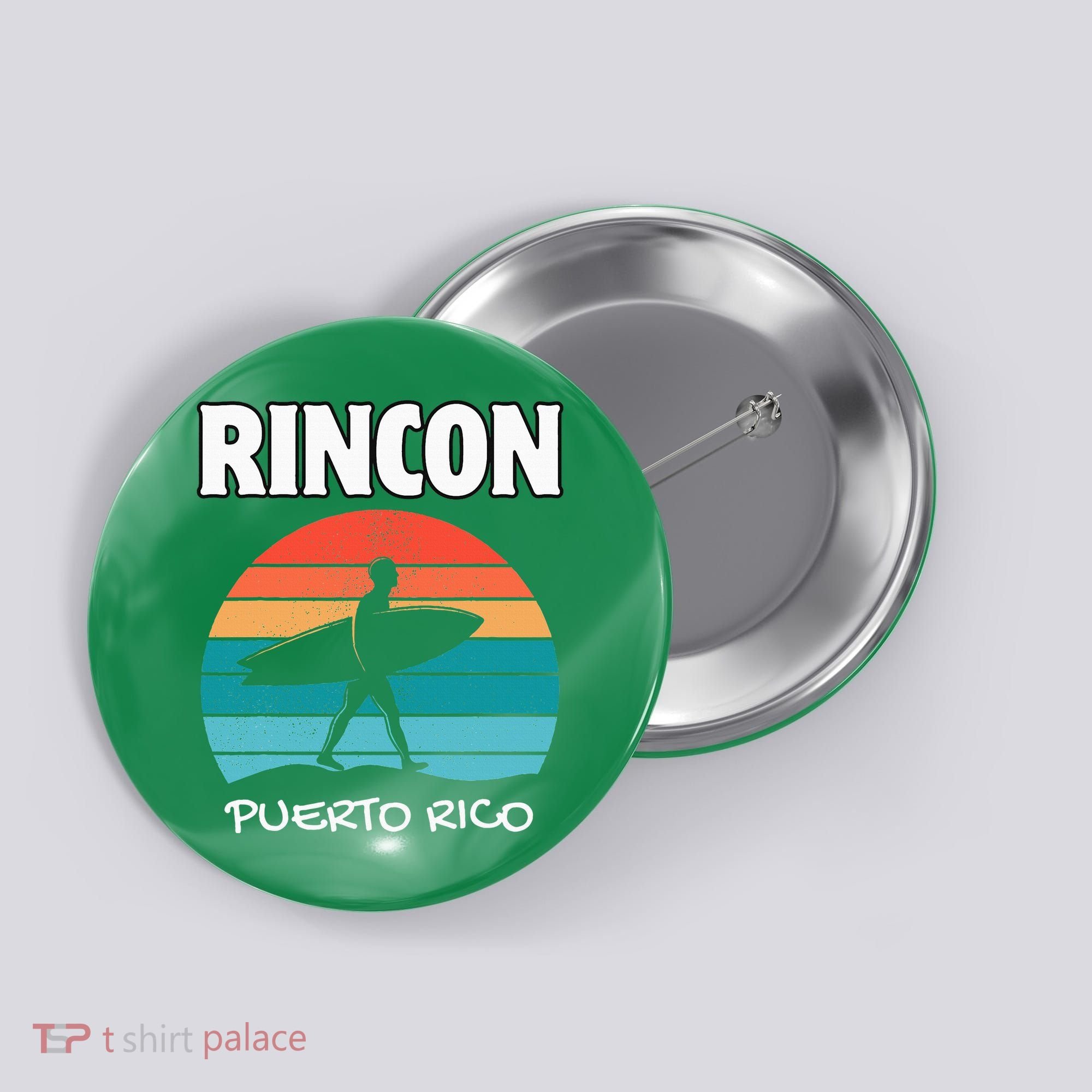 Rincon Puerto Rico Surf Retro Sunset Surfing Travel Button