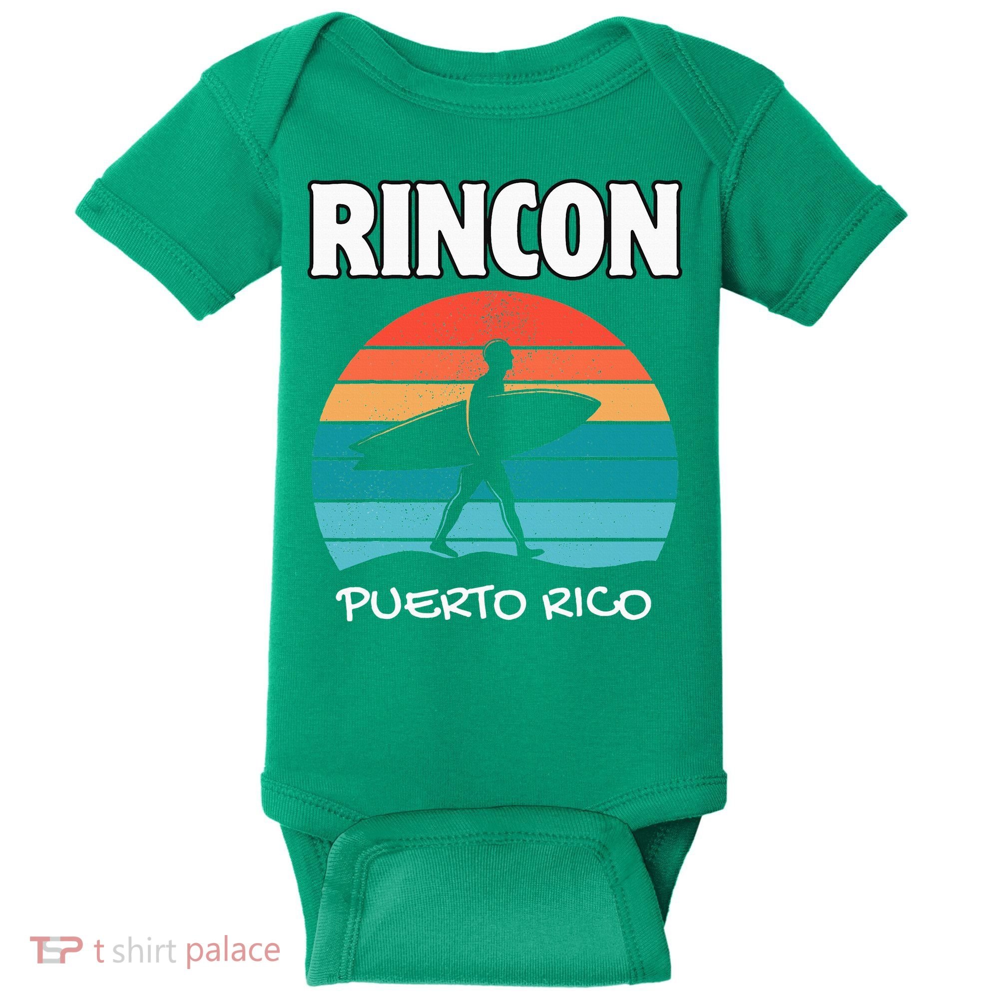 Rincon Puerto Rico Surf Retro Sunset Surfing Travel Baby Bodysuit