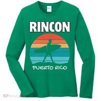 Rincon Puerto Rico Surf Retro Sunset Surfing Travel Women's Long Sleeve Shirt thumb 0