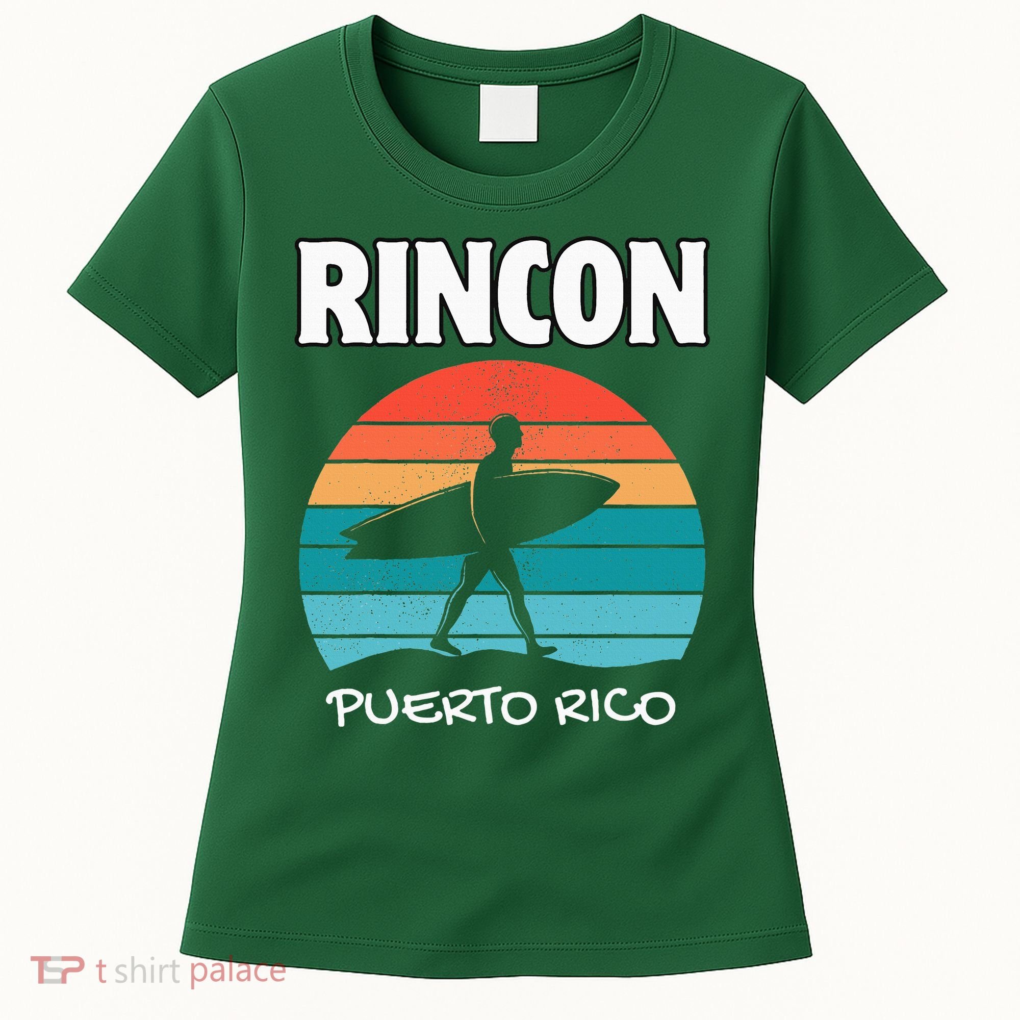 Rincon Puerto Rico Surf Retro Sunset Surfing Travel Women's T-Shirt