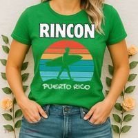Rincon Puerto Rico Surf Retro Sunset Surfing Travel Women's T-Shirt thumb 2