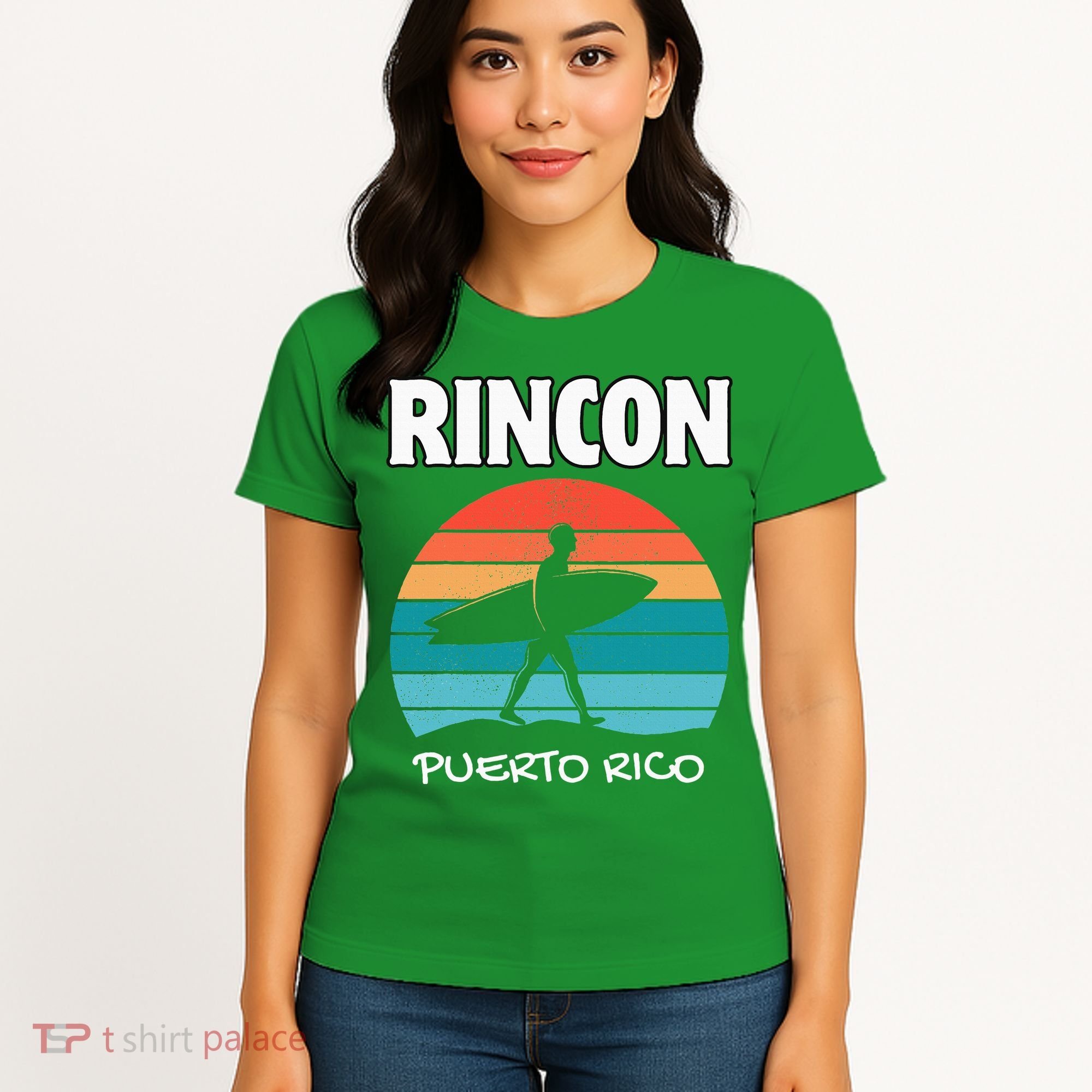 Rincon Puerto Rico Surf Retro Sunset Surfing Travel Women's T-Shirt