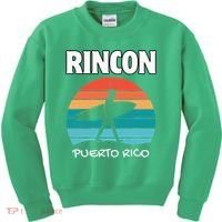 Rincon Puerto Rico Surf Retro Sunset Surfing Travel Kids Sweatshirt thumb 0