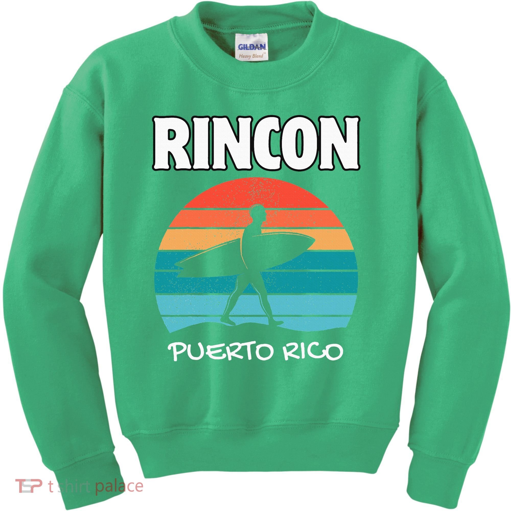 Rincon Puerto Rico Surf Retro Sunset Surfing Travel Kids Sweatshirt