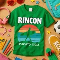 Rincon Puerto Rico Surf Retro Sunset Surfing Travel Kids T-Shirt thumb 3