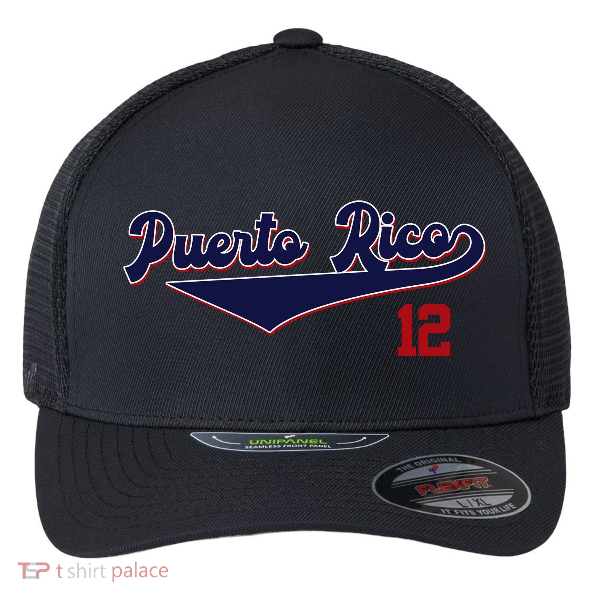 Retro Puerto Rico Beisbol Jersey Boricua Baseball 12 Flexfit Unipanel Trucker Cap