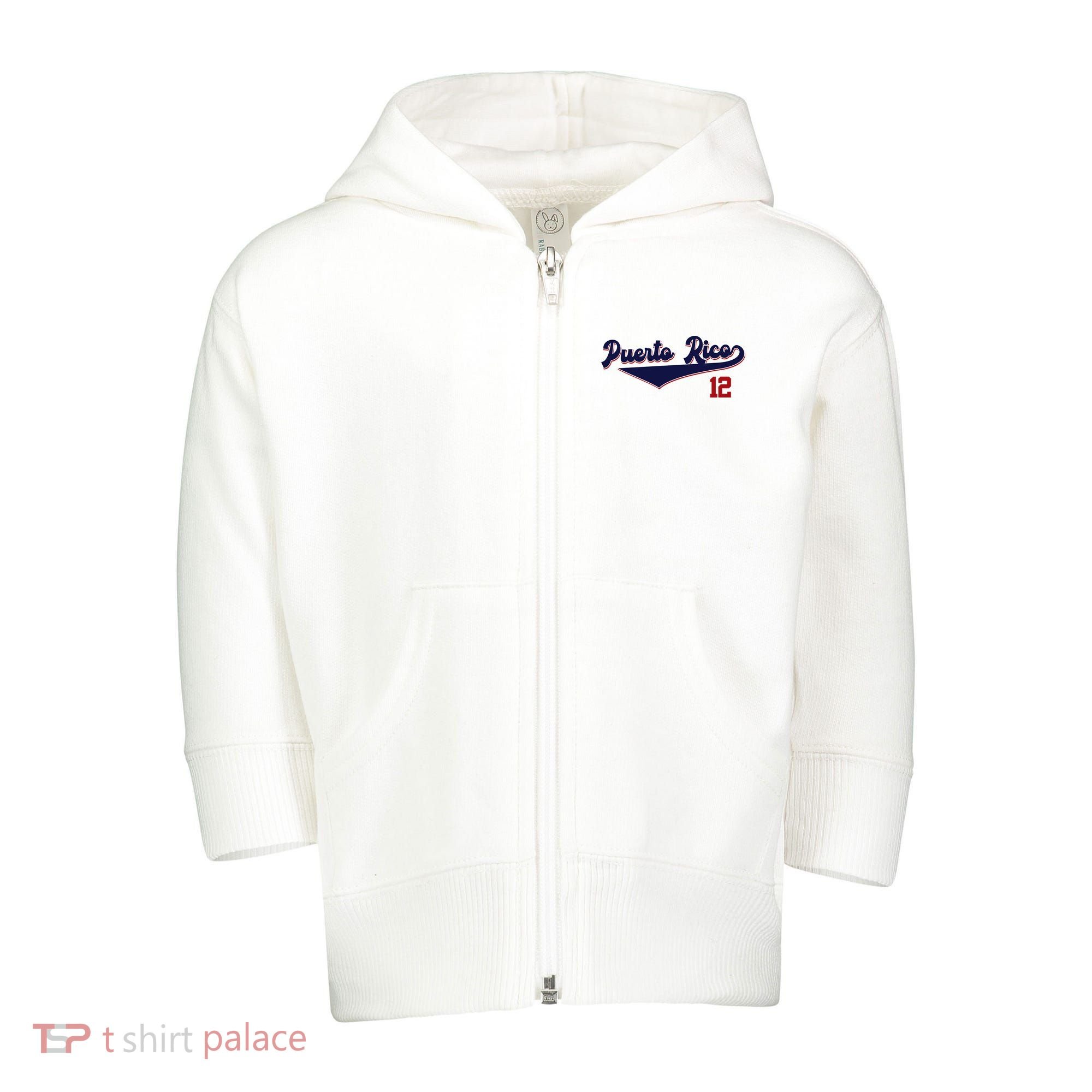 Retro Puerto Rico Beisbol Jersey Boricua Baseball 12 Toddler Zip Fleece Hoodie