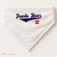 Retro Puerto Rico Beisbol Jersey Boricua Baseball 12 USA-Made Doggie Bandana thumb 0